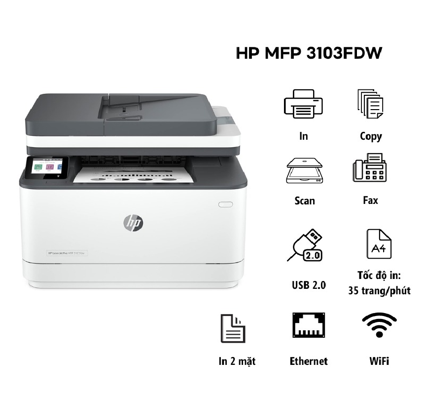 Máy in đen trắng HP LaserJet Pro MFP 3103FDW (3G632A)